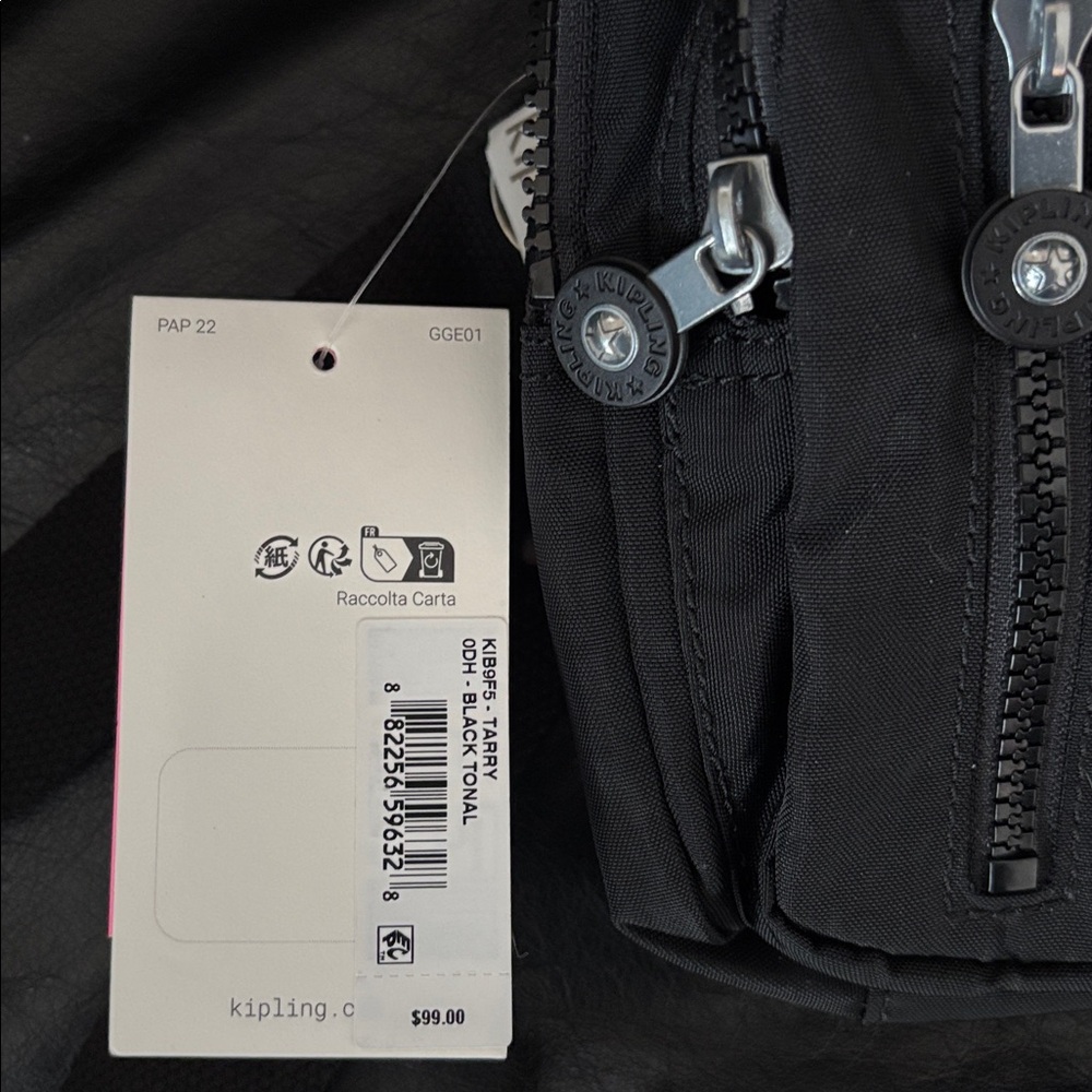 Kipling Black Multi Pocket Sling Bag NWT - Picture 7 of 11